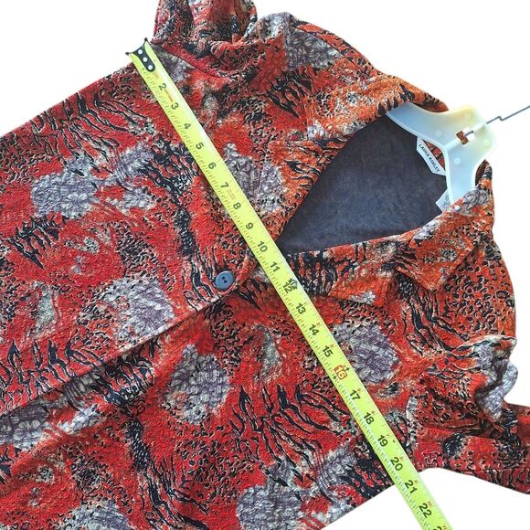 Laura Ashley Slinky Button Front Blouse Stretch Brocade Top Shacket Lined VTG S - Picture 4 of 12